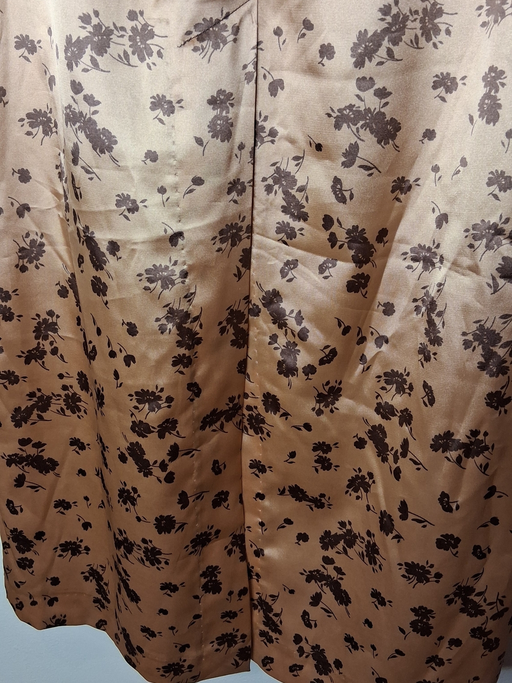 Zara Floral Satin Midi Skirt Champagne Brown Peach XS - Picture 3 of 5